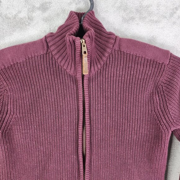 Mens H&M L.O.G.G. Burgundy Sweater Jacket Full Zip 100% Cotton Ribbed Knit L - Picture 4 of 12